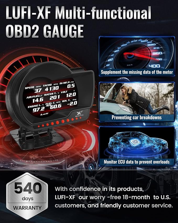 Xf Multifunctional Obd2 Gauge Display, Heads Up Display, Obd2 Scanning Tool Combination Meter