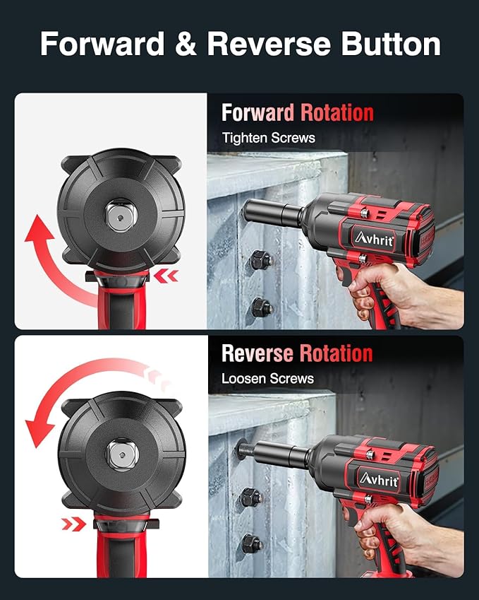1000Nm(738ft-lbs) Cordless Impact Wrench High Torque w/ 2x 4.0Ah Battery, Electric Impact Wrench 1/2 Inch, Power Battery Impact Gun 1/2 Drive, Fast Charger, 4 Sockets for Truck RV Car