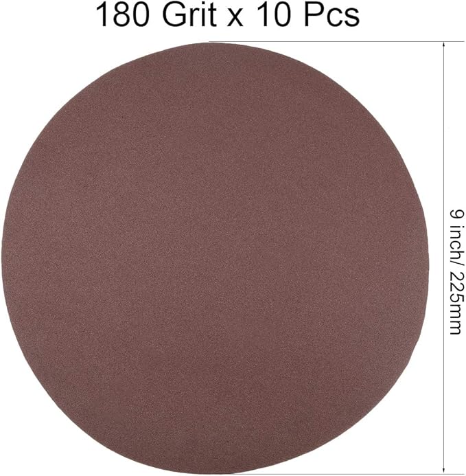 uxcell 9 Inch Sanding Disc 180 Grits Flocking Sandpaper for Sander 10 Pcs