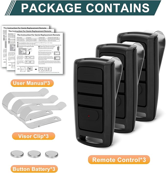 3 for O3T-BX O3T-A Overhead Door Remote, G3T-BX 315/390MHZ Universal, Compatible with Overhead Garage Door Opener Remote