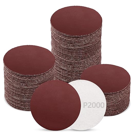 ZEHIQ 120pcs 2 Inch Sandpaper 2000 Grit, Hook and Loop Sanding Disc, Alumina Orbital Sander Pads No Hole Sander Attachment Disc for Sanders Drill Grinder and Rotary Tools