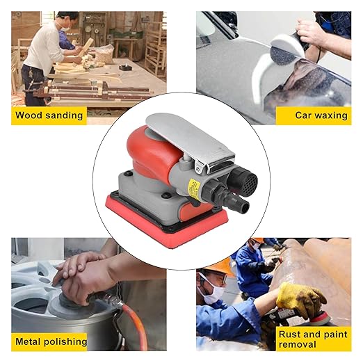Pneumatic Sander, Alloy Steel Air Sanding Machine, Air Orbital Sander Wood Sandpaper Machines for Wood, Composites, Metal, Car Beauty,10000rpm 75x100mm
