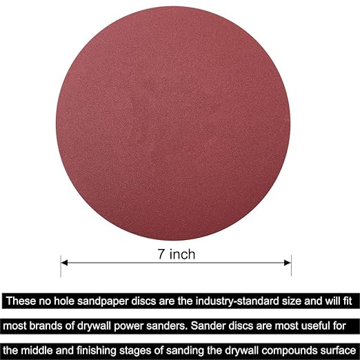 20 PCS 7 Inch 80 Grit Sanding Discs Sandpaper -7" Hook-and-Loop Aluminum Oxide Sander Paper Grinding Polishing for Drywall Random Orbit Sander