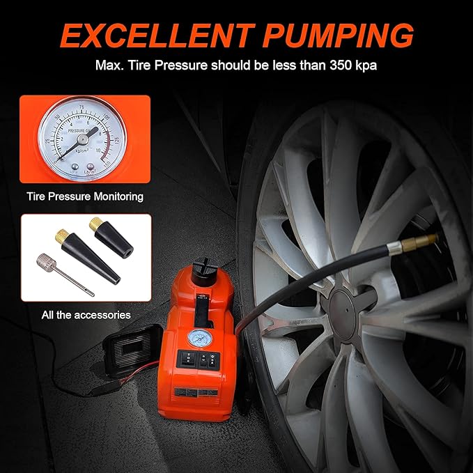 E-HEELP Electric Car Jack Kit 5Ton 12V Hydraulic Car Jack Lift (Lifting Range: 6.1~17.7 inch) with Electric Impact Wrench for SUV MPV Sedan Truck Change Tires Garage Repair