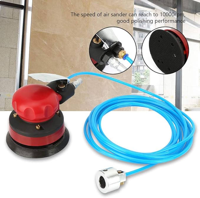 Pneumatic Water Sander, 5" Pneumatic Polisher Air Water Sander 1/4" Inlet Grinding Machine Kit