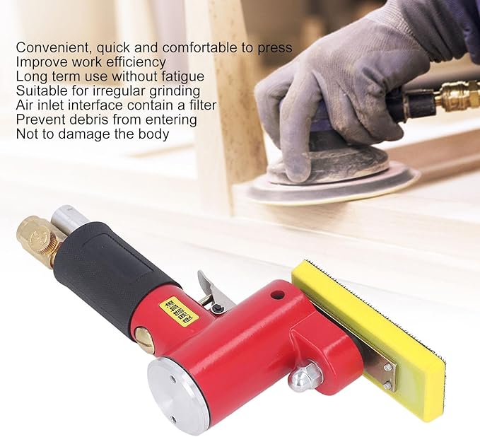 Jadeshay Random Orbital Sander Pneumatic Tool, High Power Push Switch Palm Sander with Air Filter, Zinc Alloy Construction, for Auto Body, Woodworking & Polishing