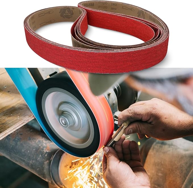 2 x 72 Grinding Belts, 2x72 Inch Ceramic Sanding Belt, 1 Pc Each of 36/40/60/80/120 Grits Sander Belts Assortment for Metal Knife Sharpening, 5 Pack(2x72in)