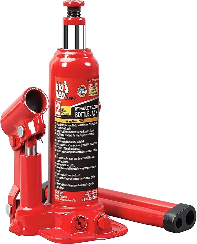 BIG RED 2 Ton (4,000 lbs) Hydraulic Welded Bottle Jack,Car Jack with Pump Handle,Red