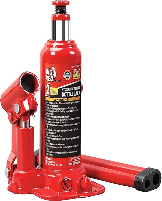 BIG RED 2 Ton (4,000 lbs) Hydraulic Welded Bottle Jack,Car Jack with Pump Handle,Red