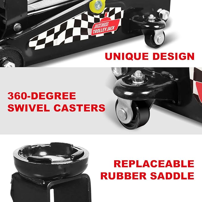 Floor Jack 1.5 Ton (3,000 LBs) Hydraulic Car Jack, Lifting Range from 5.1 Inch to 12.6 Inch, Fits Sedans Automotive Black
