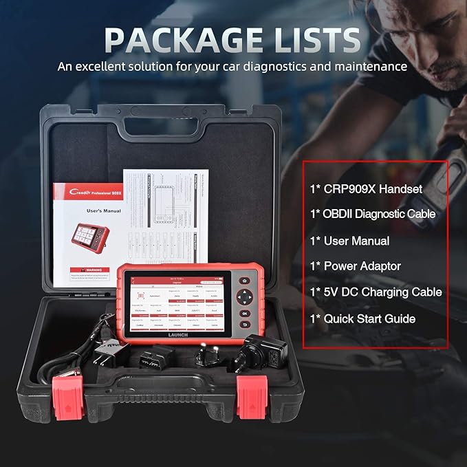 LAUNCH OBD2 Scanner CRP909X, 28+ Reset Services Car Diagnostic Scanner, 2025 New with 2-Year Free Update, OE-Level Full System Scan Tool, ABS Bleeding, Injector Coding, TPMS/Oil Reset, Auto VIN