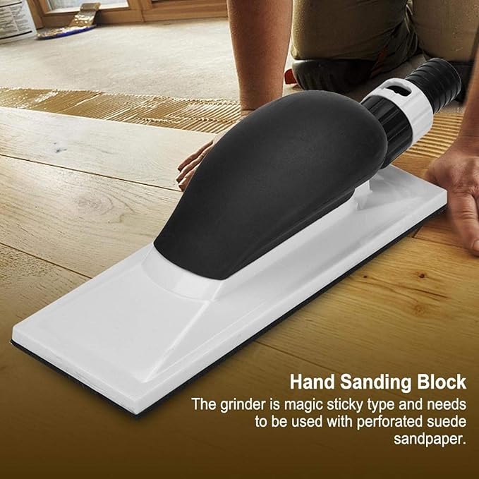 Hand Sanding Block, Dust Extraction Sanding Grinding Sponge Pad Dust Free Hand Sander with Handle 200 * 70mm for Wood Polishing, Household Cleaning, Car Repair