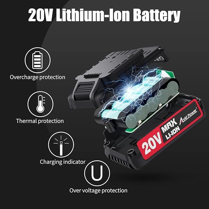 AVID POWER 20V Cordless Drill Set, 320 In-lbs Torque Power Drill/Driver Kit with Drill Brush, 2 Variable Speed, 3/8'' Keyless Chuck (Drill Bit Set Not Included)