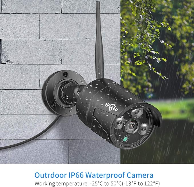 Hiseeu [16CH Expandable, 5MP] 2.4G/5G Wireless Pro Security Camera System, 10.1" LCD 8MP Monitor, 4Pcs 5MP Outdoor Indoor Cameras, One-Way Audio, Plug & Play, Waterproof, Motion Detection, 1TB HDD