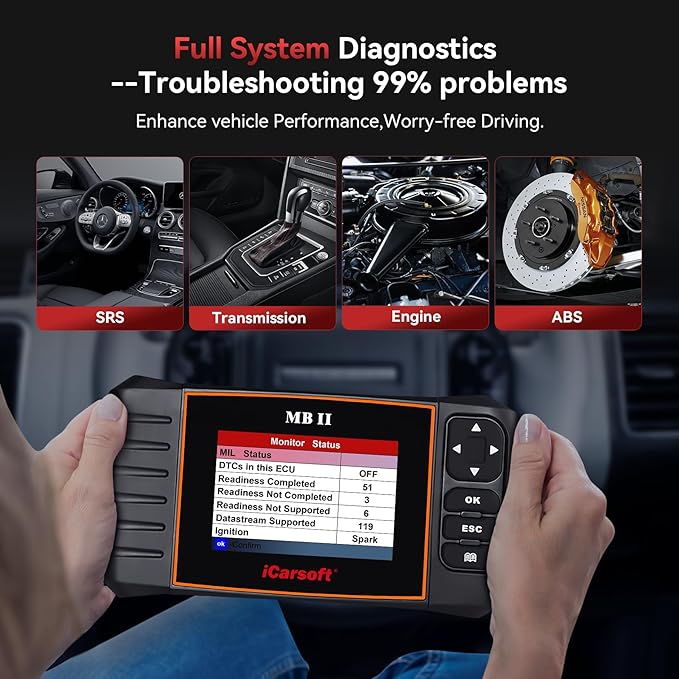 OBD2 Scanner Diagnostic Tool for Porsche, iCarsoft POR II Car Code Reader, Full System Diagnosis Car Scan Tool with Oil Reset/EPB/DP/ETC/SAS, Live Data Graph-Free Update/Repair