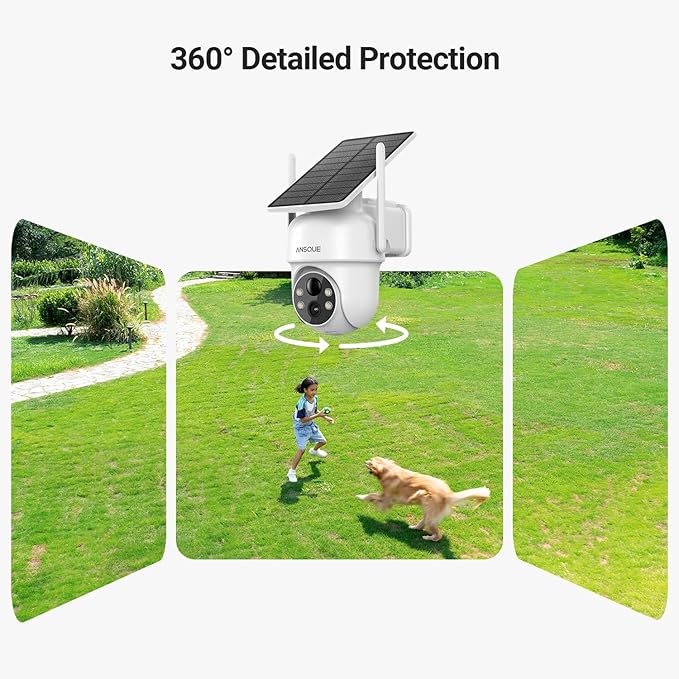 2K Security Cameras Wireless Outdoor, Add-On Camera, Up to 4 Cameras Connected to 1 Homebase, Solar Powered, 365-Day Battery Life, 360°PTZ Auto Tracking