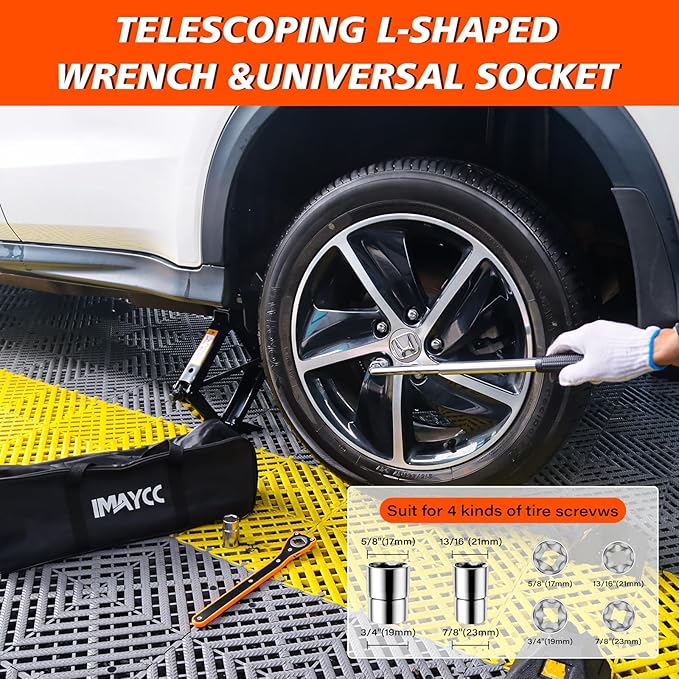 IMAYCC Scissor Jack for Car 3 Ton (6614 lbs),Heavy Duty Car Jack kit with Lug Wrench, Tire Changing Kit, Universal Car Emergency Kit for Car SUV MPV