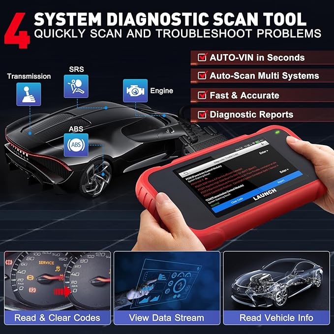 LAUNCH CRP123E V2.0 OBD2 Diagnostic Scan Tool, Engine ABS SRS Transmission Car Scanner Code Reader, Oil/EPB/DPF/SAS/BAS/BMS Reset Throttle Relearn, Lifetime Fr-ee Update, (Upgraded CRP123)