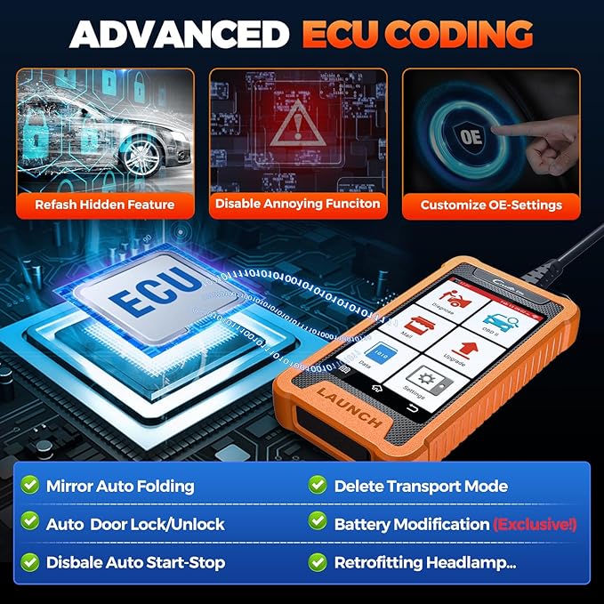 LAUNCH Creader Elite For BMW OBD2 Scanner, 2025 Full Systems Diagnostic Bi-directional Scan Tool, All Reset Service, ECU Coding, Battery Registration Tool for BMW Mini Rolls-Royce,Lifetime Free Update