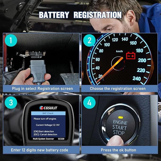 OBD2 Scanner Code Reader for Chevy/GMC Full System Diagnostic Scan Tool, Transfer Case ABS SRS EPB CKP Oil Reset 30+ Special Function Check Engine Code Reader with Battery Registration Bi-Directional