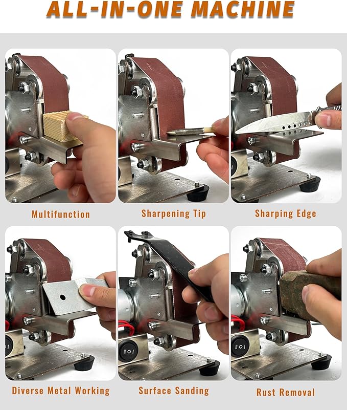 Mini Belt Sander, Electric Sander, Vertical belt sander for knife making, 7 Adjustable Speed Knife Polishing Kit, Power Belt Sanders for Woodworking, DIY (Vertical Mini Belt Sander)