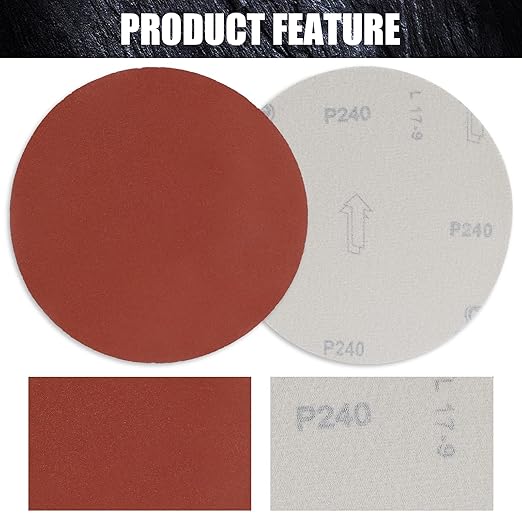 Biaungdo 30 Pcs 7-Inch Sandpapers Sand Discs Hook and Loop Grinding Polishing for Random Orbit Sander,240 Grit