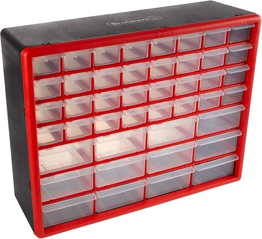 Storage Drawers-44 Compartment Organizer Desktop or Wall Mountable Container for Hardware, Parts, Craft Supplies, Beads, Jewelry, and More by Stalwart