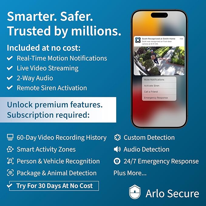 Arlo Essential Security Camera 2K | Indoor - Outdoor | 2nd Gen | Wireless with Spotlight, 2-Way Audio, Color Night Vision, Live Stream, Motion Activiation, Real Time Notifications - White, 2 Camera