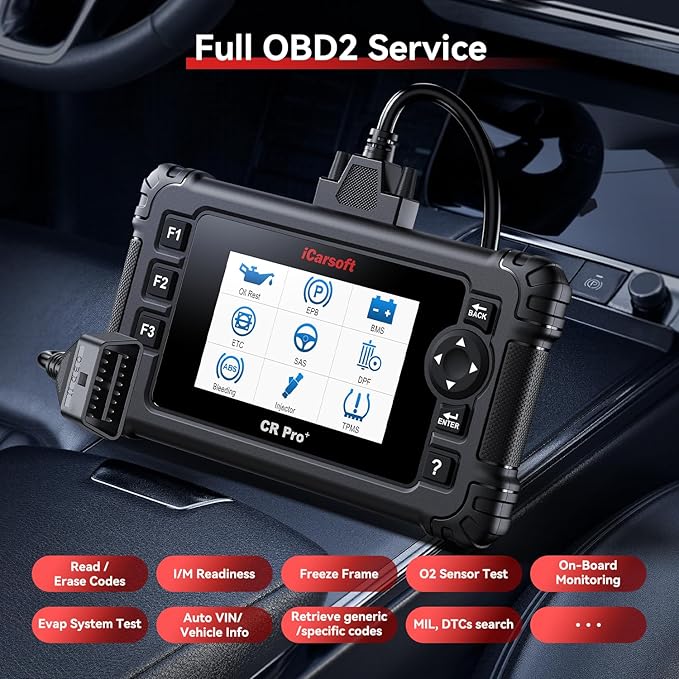iCarsoft CR Pro+ 2025 All System Diagnostic Scan Tool for Cars, Full OBD2 Scanner, 49 Reset Services-Oil/ETC/EPB/BMS/SAS/SRS/TPMS/BSC/DWR/INJ/BLD/BLD/SPS etc.Free Update