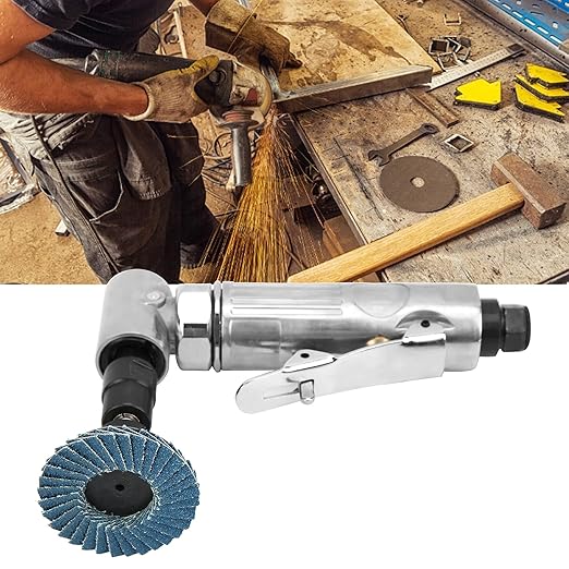 Mini Air Sander, AG‑315BS Right Angle, 20000-25000rpm Ball Bearing Construction Pneumatic Grinding Polishing Tool with Emery Disk for Auto Body Work(Japanese Connector)