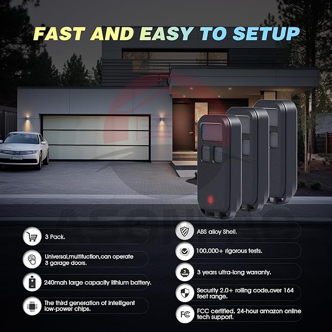 3 for 890MAX 956EV Universal Liftmaster/Chamberlain/Sears Craftsman/Genie/Linear Garage Door Opener Remote 3-Years-Warranty