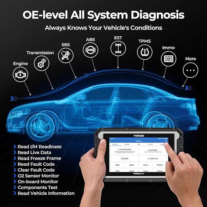 OBD2 Scanner Diagnostic Tool, TOPDON AD900BT Bidirectional Scan Tool with ECU Coding, 28+ Services, Automotive All Systems Diagnosis Scanner for Car with 2 Years Updates, Active Test