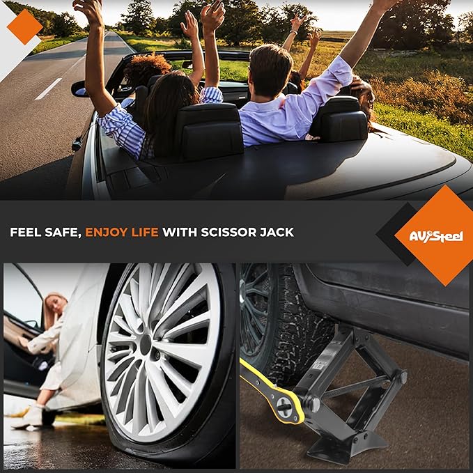 Scissor Jack for Car 2 Ton 4,409 lbs Capacity - Compact Car Lift Jack for Auto with Extended Ratcheting Handle, Portable Scissor Car Jack Kit, Tire Jack for Cars, SUV, MPV, Sedans