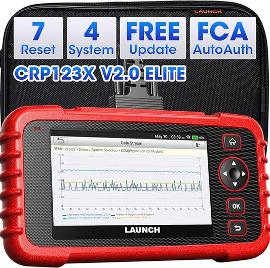 Launch OBD2 Scanner CRP123X V2.0, 2025 Lifetime Update WiFi Scan Tool, Engine at SRS Airbag Scanner, 7 Resets Diagnostic Scanner, Code Reader for All Cars, AutoVIN, FCA SGW, Voltage Monitor