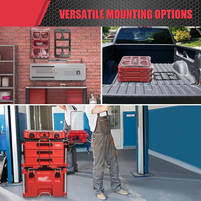 Upgrade Folding Packout Mount Compatible with Milwaukee Packout Toolbox,Side Storage for Your Packout System