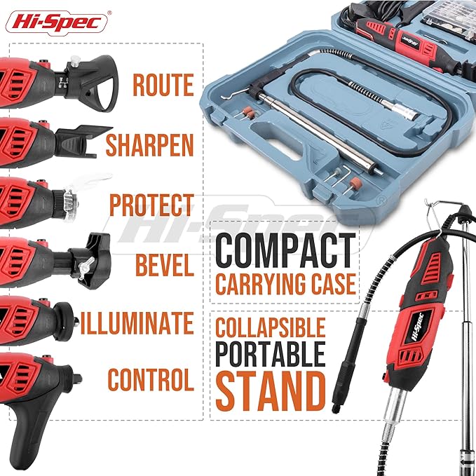 Hi-Spec 134pc 160W Corded Power Rotary Tool Kit Set with Dremel Compatible Rotary Tools Accessory Kit- Engraver, Sander, and Polisher-for Grinding, Cutting, Wood Carving, Sanding, and Engraving