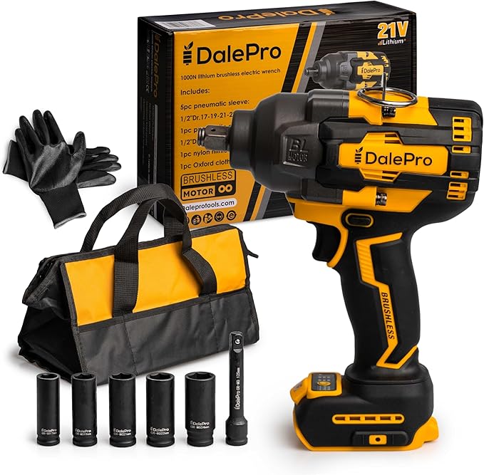 Cordless Impact Wrench 1/2 inch for DeWalt Impact Driver 20v Battery 730Ft-lbs(1000N.m) Brushless Impact Wrench for Tire Lug Nuts Power Impact Driver Pistola impacto 1/2 5 Socket + Extension Tool Only