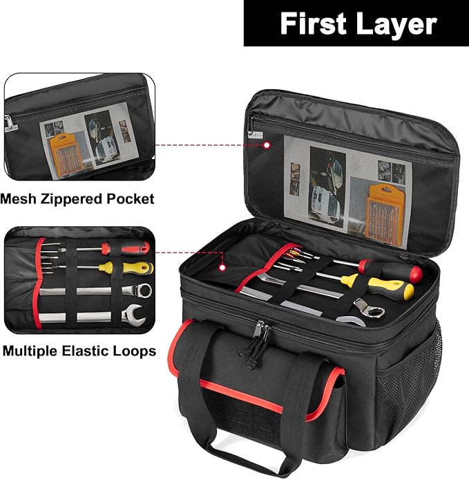 Air Compressor Carrying Bag Compatible with Milwaukee M18 18V Cordless Tire Inflator 2848-20, Tire Inflator Storage Bag Fit for Milwaukee M18 Inflator, Hand Tools, Battery, Charger, Black