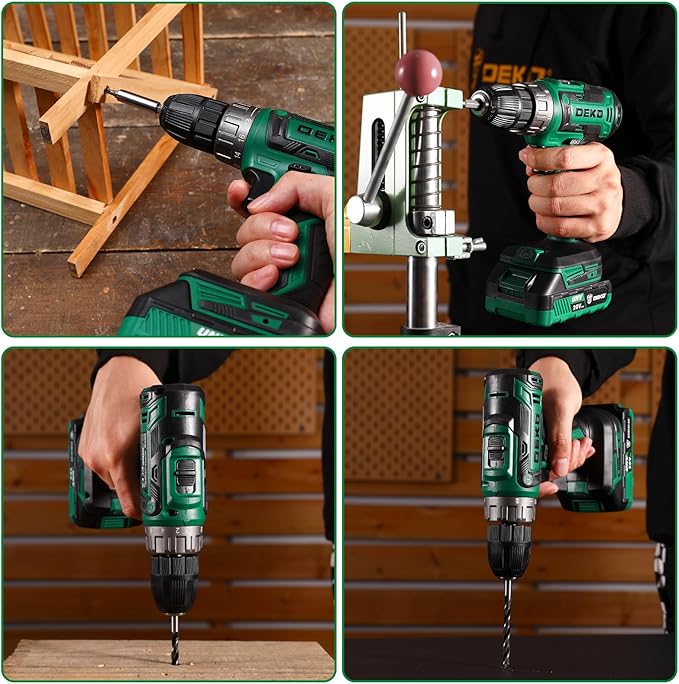 Power Drill Cordless: DEKO PRO Cordless Drill 20V Electric Power Drill Set Tool for Women Drills Cordless with Battery and Charger Drill Driver 20 Volt Drill Driver Kit Green