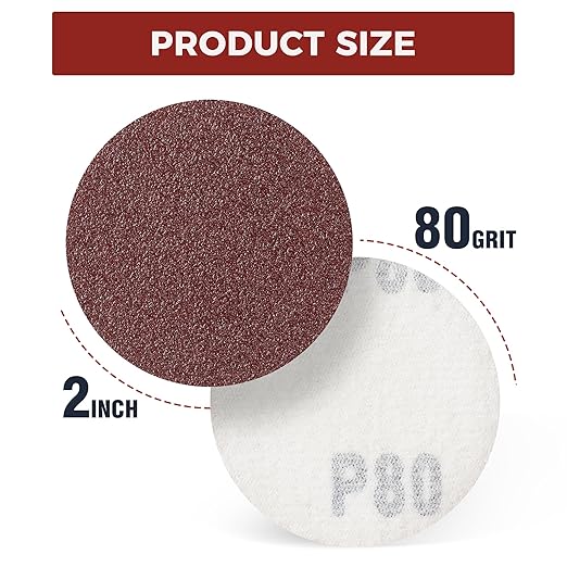 S SATC 2 Inch Hook and Loop Sanding Discs No-Hole Sanding Disc 80 Grit Orbital Sander Pads for Sanders Drill 100PCS Aluminum Oxide Sandpaper Discs for Woodworking Wood Automotive Metal