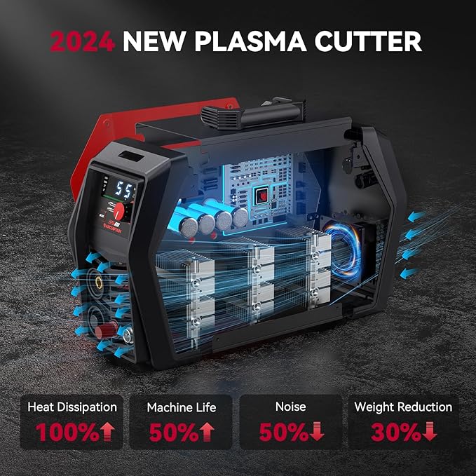 ARCCAPTAIN iControl Cut55 Pro Plasma Cutter, [APP Control] 55 Amp Non-Touch Pilot Arc 110V/220V Plasma Cutter Machine, Large LED Display and 2T/4T, 3/4 inch Maximum Cut, DC Inverter IGBT