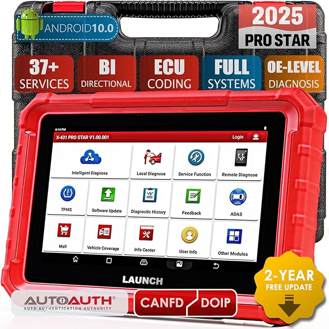 LAUNCH X431 PRO Star [2025 Lastest Version] Bi-Directional Diagnostic Scanner, 37+ Services, ECU Coding, Full System OBD2 Scan Tool with CANFD, DoIP, FCA AutoAuth, Quick Guided, 2 Years Free Update