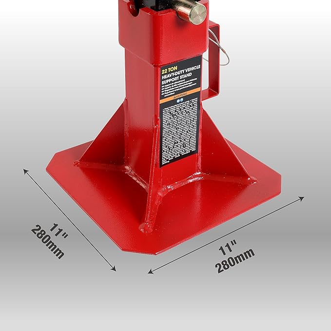 BIG RED ATZ220005R Torin Heavy Duty Pin Type Professional Car Jack Stand with Lock, 22 Ton (44,000 lb) Capacity, Red, 1 Pair