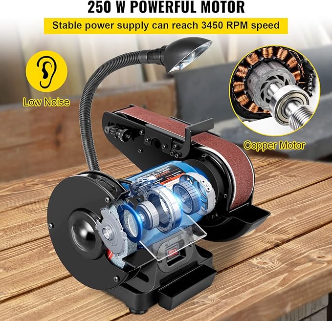 VEVOR Professional Belt Sander, 8" Disc Sander and 4 x 36 in. Belt Sander with 5A Induction Motor Cast Aluminum Worktable for Woodworking, Metalworking