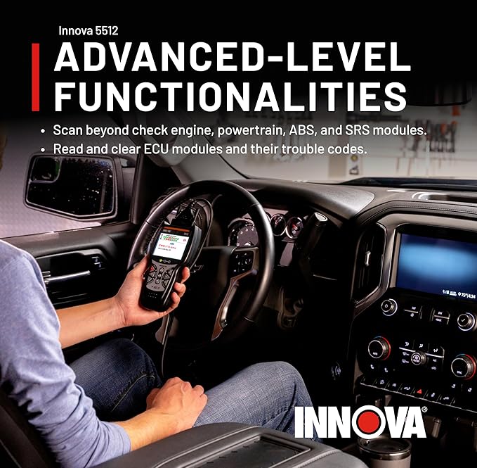 Innova 5512 OBD2 Scanner, ABS Brake Bleeding, Transmission Temp, TPMS, OBD1 Adapters Included, Repair App