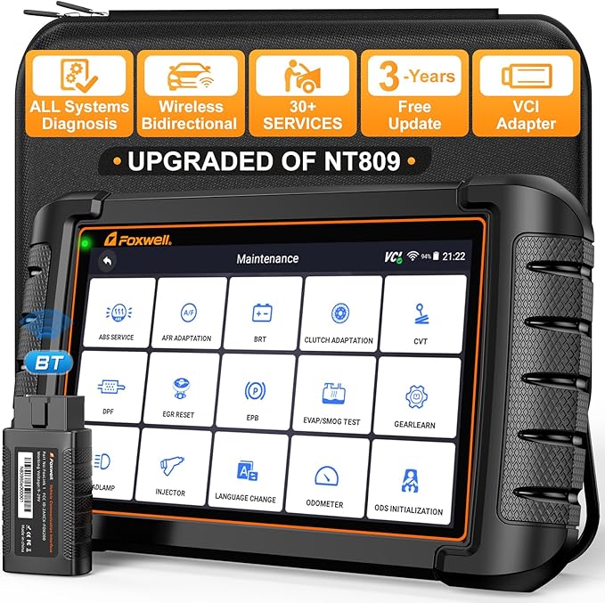 FOXWELL Scanner NT809BT Pro Wireless Bidirectional Scan Tool, OBD2 Scanner for Car with 30+ Resets, Injector Coding/Crank Sensor Relearn, All System Diagnostic Tool with 3-Year Update, DoIP & CAN FD