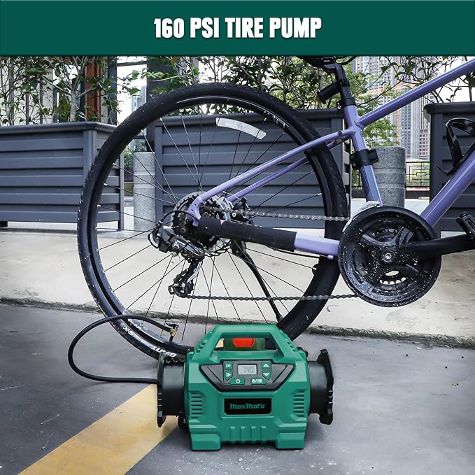 Cordless Tire Inflator Compatible with Makita 18V Battery, 160 PSI Portable High Pressure Air Compressor with 1 X 18V 2.0Ah Battery & Fast-Charging Charger, Digital Gauge, Auto Shut Off, LED Light