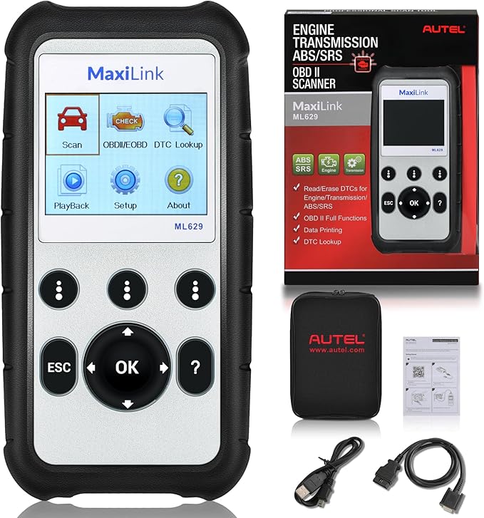 AUTEL MaxiLink ML629 Automobile OBD2 Scanner Code Reader, Vehicle Diagnostic Scan Tool, Full OBDII Car Code Reader Tool, Upgraded of AL519/AL619/ ML619 Model