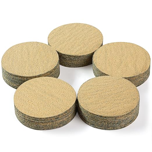 S SATC 2 Inch Sanding Discs Hook and Loop 50PCS Sanding Discs 80 Grit Aluminum Oxide Orbital Sander Pads Sandpaper Discs for Sanders Drill,Woodworking Wood,Automotive Paint
