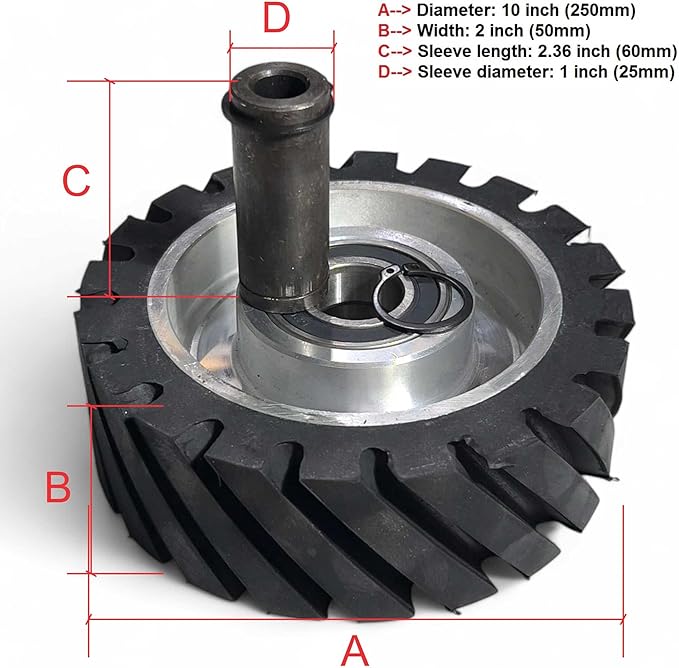 6" x 2" Belt Grinder Contact Wheel,Belt Sander Bearings Serrated Rubber Contact Wheels With 2 heavy Duty bearing 6205 RS